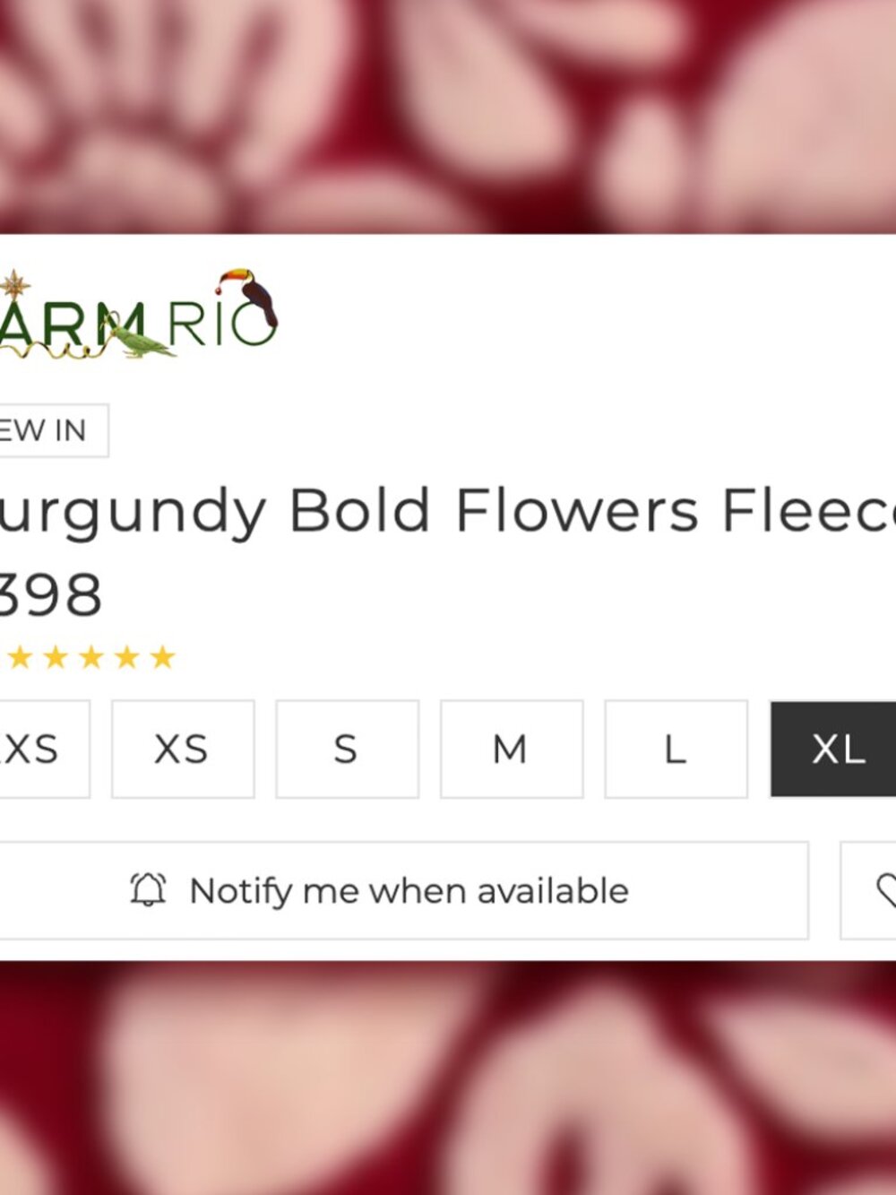 FARM RIO Burgundy Bold Flowers Coat *SOLD OUT ONLINE* - Size XL - Picture 5 of 12
